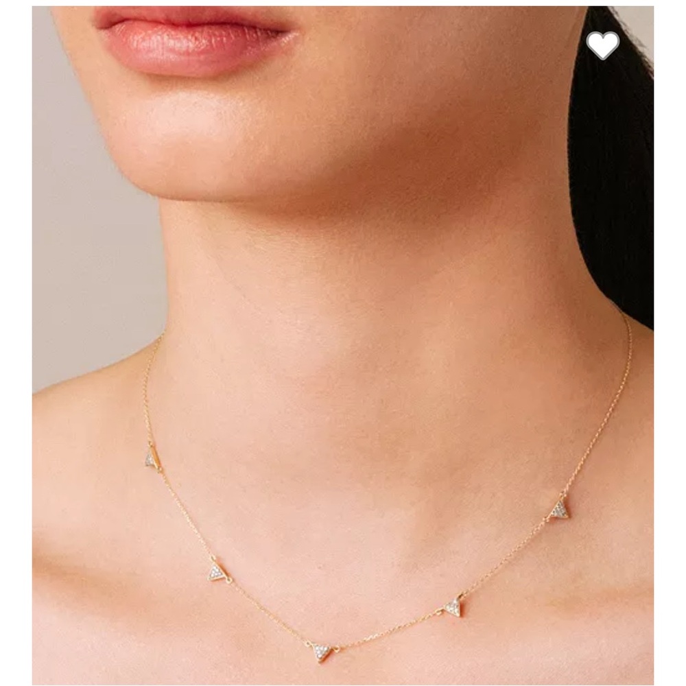 48 HR SALE!! ADINA REYTER 14K Yellow Gold Pavé Diamond Triangle Station Necklace